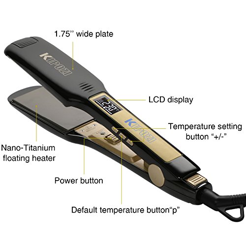 KIPOZI Professional Hair Straighteners UK Wide Plates with Digital LCD