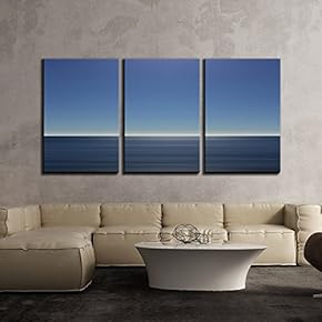3 Piece Canvas Wall Art - Abstract Seascape - Modern Home Art Stretched and Framed Ready to Hang - 16"x24"x3 Panels