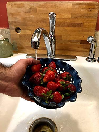 Blue Berry Bowl with Attached Saucer - Handmade Pottery