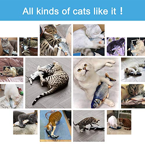 Bihuo Electric Moving Fish Cat Toy, Rechargeable Realistic Flopping Fish with Catnip, Interactive Cat Toys Plush Simulation Wagging Fish Kick Supplies Motion Kitten Toy (Black)