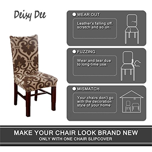 Deisy Dee Stretch Chair Cover Removable Washable for Hotel Dining Room Ceremony Chair Slipcovers Pack of 6 (U)
