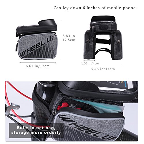 PlasMaller Bike Frame Bag Bicycle Top Tube Bag Cell Phone Bag Waterproof Sensitive Touch Screen