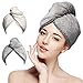 Learja 2 Pack Microfiber Hair Towel, Quick Dry Hair Towel, Hair Towels for Women, Hair Towel Wrap, Twisty Turban Hair Towel, Long & Curly Hair Towel(White+Gray)