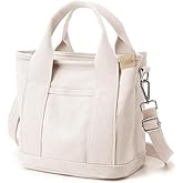 Tuobo Small Tote Bag with Zipper, 2024 Canvas Multi-Pocket Crossbody Bag Shoulder Bag Satchel Hobo Bag Messenger Bag