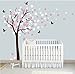 Huge Cherry Blossom Tree Blowing in The Wind Wall Decals Nursery Tree Flowers Butterfly Art Baby Kids Room Wall Sticker Wall Décor