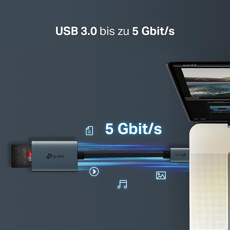 UA430C SD Kartenleser USB C, kartenlesegerät auf SD und microSD bis zu 2 TB, USB 3.0, Gleichzeitiges Lesen und Schreiben von Zwei Karten, mit Mac, Windows, iPadOS, iOS, Android