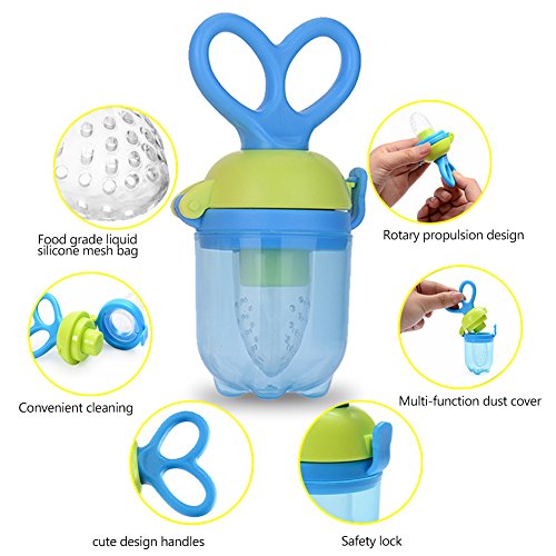 Baby Teether Soother Unique Baby & Toddler Food Pacifier Feeder Vegatable Fresh Fruit Feeding (Blue,L)