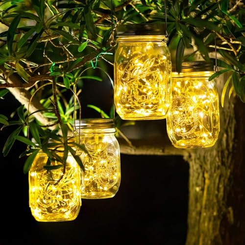 SUNACE Pack of 4 Solar Lights for Outdoor Use - 30 LED Solar Lantern Hanging Solar Lanterns Outdoor Weatherproof Solar Fairy Lights Outdoor Garden Decoration Lanterns for Outdoor Patio Balcony Garden Tree