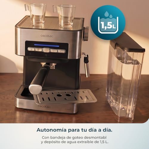 Cafetera Espresso Cafetera Express Power Espresso 20 Matic Elite. 850 W, Presión 20 Bares, Depósito 1,5 Litros, Vaporizador Orientable, Control Digital, Modo Auto, Acero