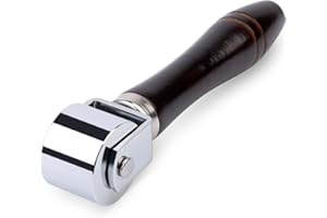 Mnuizu 26mm Leather Roller, Leather Press Edge Roller with Wooden Handle, Leather Roller Tool, Leather Edge Creaser, Leather Craft Laminating Tool for Leather Craft (Black)