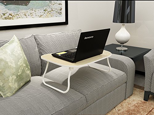 MULSH Laptop Desk Bed Table Notebook Table Bed Tray Table Breakfast Serving Tray For Sofa Bed with Foldable Metal Legs and MDF Top Board in White Oak,23.62"W X15.75"D X9.65" H