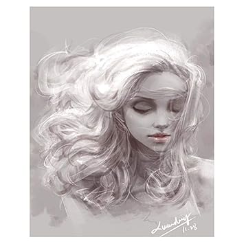 Lovethefamily Sketch Of A Girl Paint By Numbers Kits Diy Digital Painting Coloring On Canvas Oil Painting By Yourself Handmade Wooden Framed 16x20 Inch Amazon In Home Kitchen