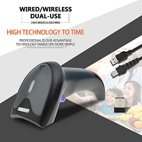 NETUM Wireless CCD Barcode Scanner - Handheld Cordless 1D Bar Code Reader 2.4G Wireless and USB Wired Scan on Mobile Payment Screen Laptops PC Computer for POS System Supermarket Retail Inventory