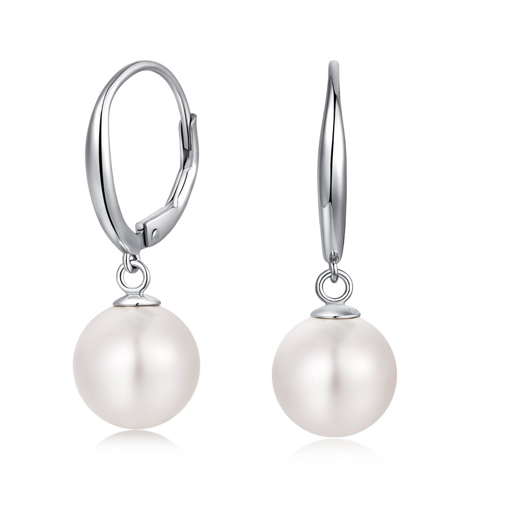 Pearl Earrings Drop For Women Sterling Silver Freshwater Earrings