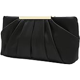 CHARMING TAILOR Clutch Evening Bag Elegant Pleated Satin Formal Handbag Simple Classy Purse for Women