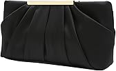 CHARMING TAILOR Clutch Evening Bag Elegant Pleated Satin Formal Handbag Simple Classy Purse for Women
