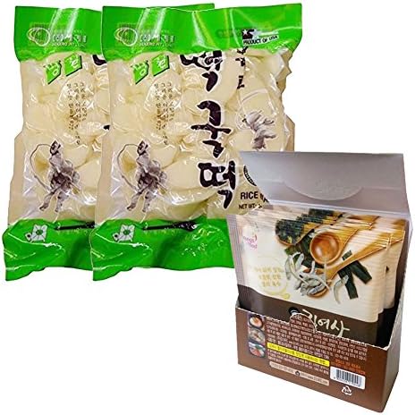 Korean Rice Cake Soup Tteokguk Korean Foods Rice Cake with Anchovy Soup Dashi Pack (2 x 24oz Rice Cake + 12g x 5 Dashi Pack)