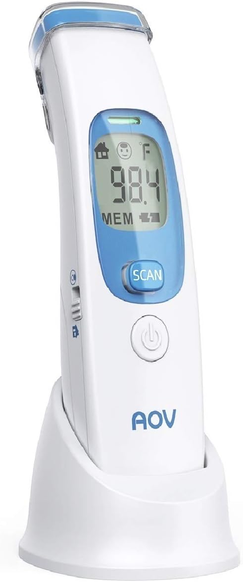 Thermometer, Medical Forehead Infrared Thermometer for Baby Kids and Adults, Precision Digital Temporal Thermometer with Fever Indicator, No Touch, CE Approved- White (Transit time:7-20 Days)