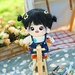niannyyhouse 20cm Plush Doll Black Hair Girl