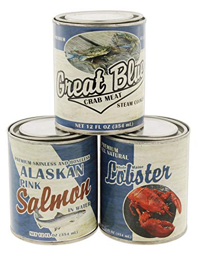 Decorative Retro Replica Seafood Cans, Set of 3