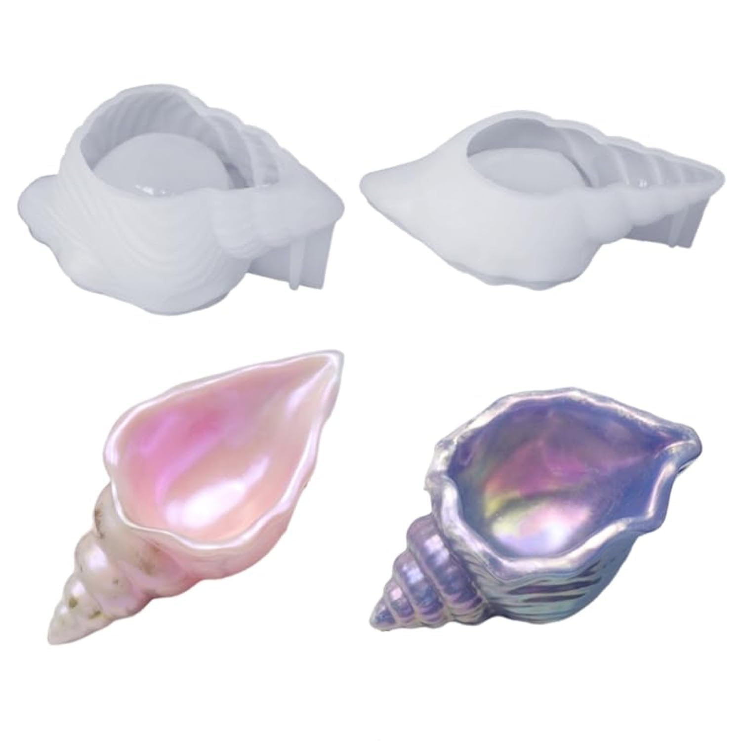 iSuperb XQM0845 2 pcs Resin Moulds Conch Shaped Resin Art Making Silicone Moulds Epoxy Resin Casting Moulds for DIY Makeup Sponge Storage Holder Crafts Decorations (Conch)