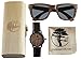 Viable Harvest Men’s Wood Walnut Watch with Matching Real Wooden Wayfarer Sunglasses and Gift Box