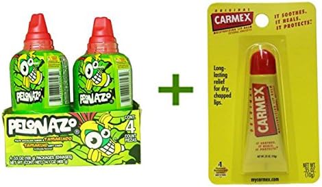 Pelon Pelonazo Tamarind Soft Candy - Bottle 4/3.5oz, (6 Pack), Carmex Moisturizing Lip Balm Tubes 1ct Bundle