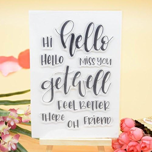 Welcome to Joyful Home 1pc Hello Hi Sentiment Clear Stamp for Card Making Decoration and Scrapbooking