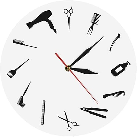 Amazon Com Barber Shop Instrument Mood 3d Wall Clock Round Wall