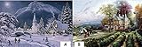 Lightahead Christmas Tapestry 26x18 inch (DOUBLE SIDED TWO DIFFERENT PICTURES) FIBER OPTIC Wall Hanging tapestry with wood pole & brackets. Great Christmas decorations and Gifts