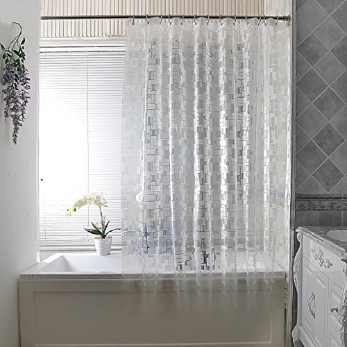 TIANTA-Shower curtains Clear Thickening EVA Shower Curtain 3D Water Cube Mold Water ( Color : Clear , Size : 180220cm )