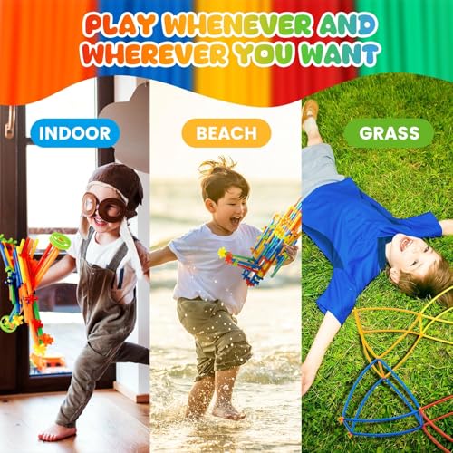 1000 Pieces Construction Straws and Connectors Toys, Fort Building Toys for Kids, STEM Creative Building Games for Boys and Girls Ages 4 5 6 7 8 Years Old