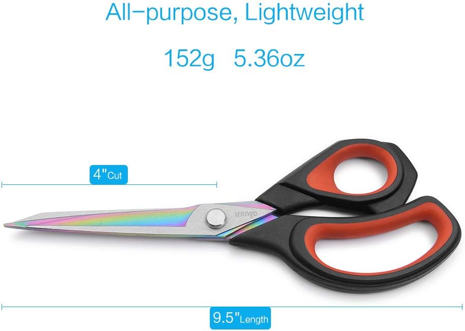 LIVINGO Premium Tailor Scissors Heavy Duty Multi-Purpose Titanium Coating Forged Stainless Steel Sewing Fabric Leather Dressmaking Softgrip Shears Professional Crafting (9.5 INCH) : Office Products