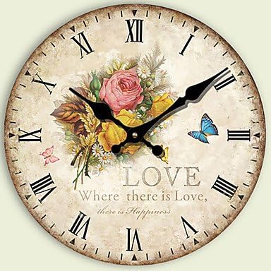 MCKH 1PC Large Wall Clock Sitting Room European Pastoral Clock Arts Bracket Clock Modern Mute Clock (Pattern is Random)