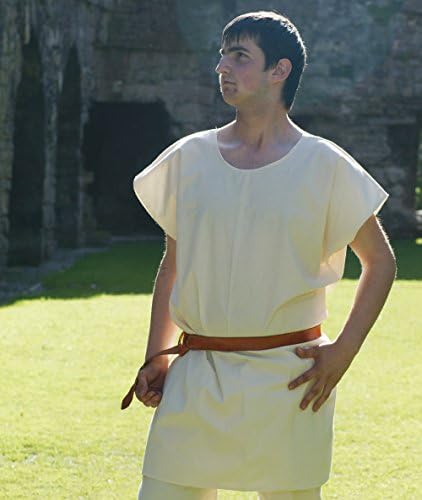 ROMAN-Dark Age-Saxon-Re enactment-Battle ready-VIKING-LARP-NATURAL SLEEVELESS BASIC TUNIC MALE SIZE MED ADULT