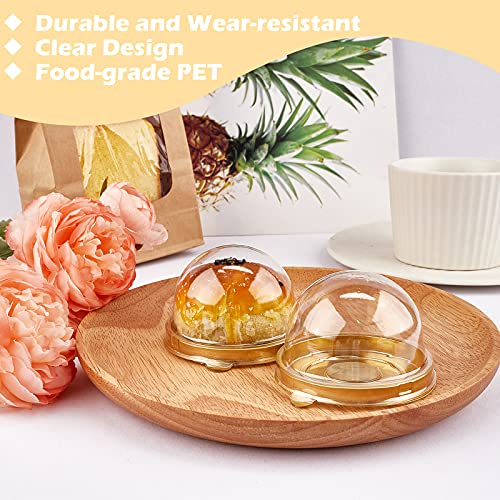 50 Pack Mini Bundt Cake Containers Clear Plastic Cupcake Box with Dome
