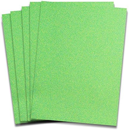 Neon Green Glitter Heat Transfer Vinyl HTV - 5 Sheets each 10 in x 12 in HTV for Cricut and Silhouette