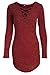 DREAGAL Women's Long Sleeve Low Cut Sweaters Bodycon Short Tight Dress,Wine Red,S