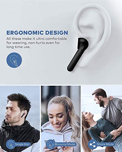 Wireless Earbuds Bluetooth 5.0 Headphones with 30H Cycle Playtime Built-in Mic IPX5 Waterproof Headsets with Charging Case for in-Ear Buds Stereo Earphones for Android etc -Black
