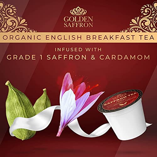 Golden Saffron Organic English Breakfast Tea Infused with Saffron and