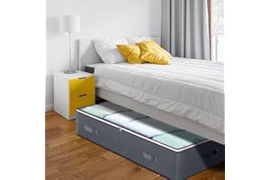 90L Under Bed Storage Bag Set - Large Foldable Fabric Storage Box Organizer with Clear Window for Blankets, Sweaters, Pillows