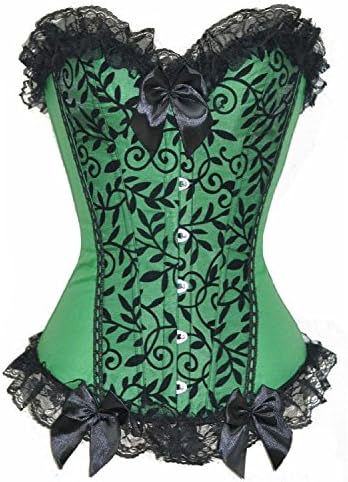SODAO Women's High-grade Steel Buckle Bustiers Sexy Lace Corset Green / S