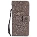 A-slim Galaxy S8 Wallet Case, Totem Sun Floral Flower Pattern Embossed PU Leather Magnetic Flip Cover Card Holders & Hand Strap Wallet Purse Case for Samsung Galaxy S8 - Gray