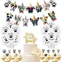 FOVERN1 Dog Birthday Banner Birthday Garland Dog Theme Party Bunting Decoration, Baby Shower Party Supplies (set of 38pcs)