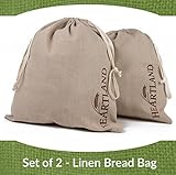 Heartland Linen Cloth Bread Storage Bags, Set of 2, 100% Flax, Large 13 x 15, Reusable Food Storage, Homemade Bread, Housewarming, Wedding Gift, Party