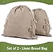 Heartland Linen Cloth Bread Storage Bags, Set of 2, 100% Flax, Large 13 x 15, Reusable Food Storage, Homemade Bread, Housewarming, Wedding Gift, Party
