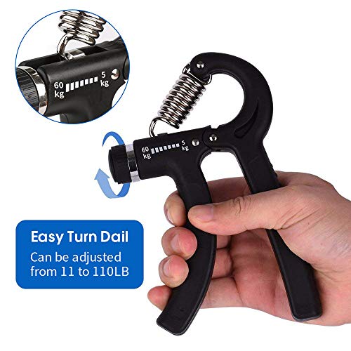 Zrova Hand Grip Strengthener,Adjustable Resistance 11-130 Lb (5-60kg), Hand Exerciser, Finger Strength Trainer, Great for Athletes Musicians and Other Hand Rehabilitation Exercising (2 Pack-Black) - Thumbnail 3