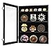 Yescom Military Challenge Coin Display Case Casino Poker Chip Pins Minifigure Shadow Box Wood Cabinet Wall Mountable