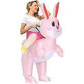 Arokibui Inflatable Easter Bunny Costume Blow up Rabbit Mascot Costume for Cosplay Party Halloween Suit Festival Suit