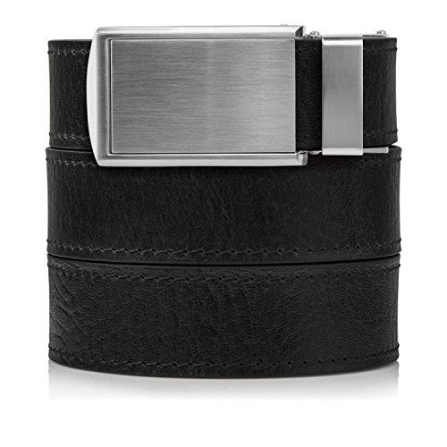 Top Grain Black Leather Belt with Silver Buckle